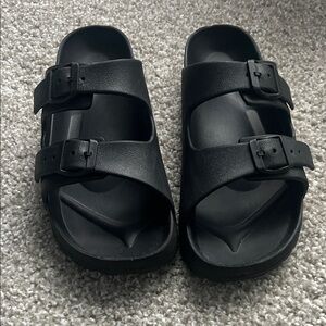 Mixit Black Double Buckle Slides